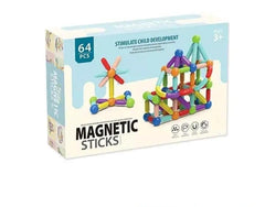 Magnetic Building Sticks For Kids - 64 Pcs