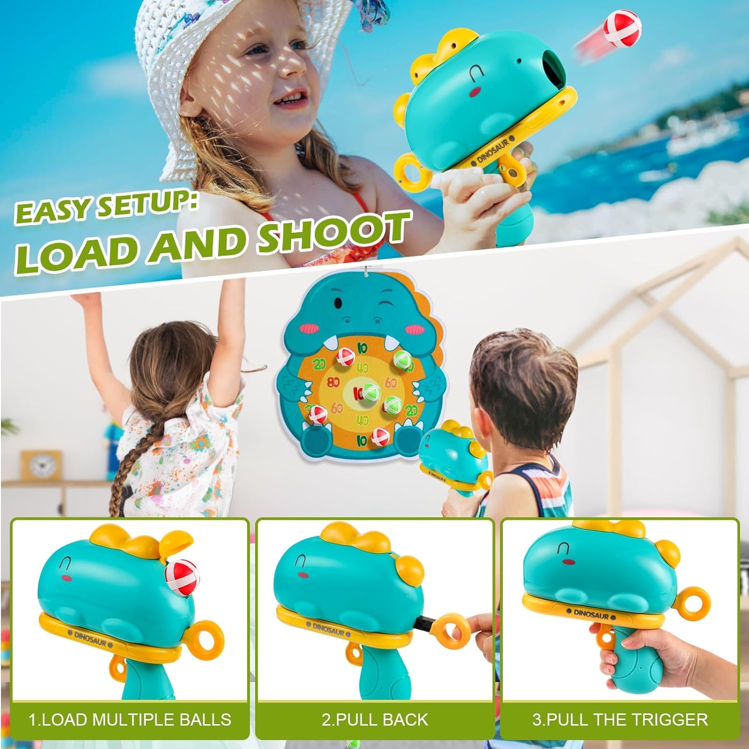 Dino Gun Dart Target Shooting game for Kids 3+ - random colour