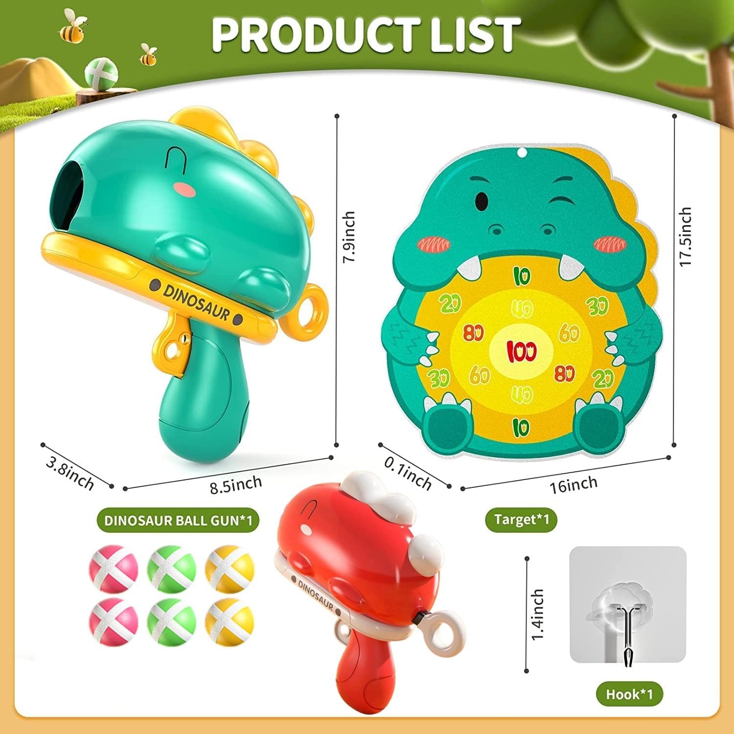 Dino Gun Dart Target Shooting game for Kids 3+ - random colour