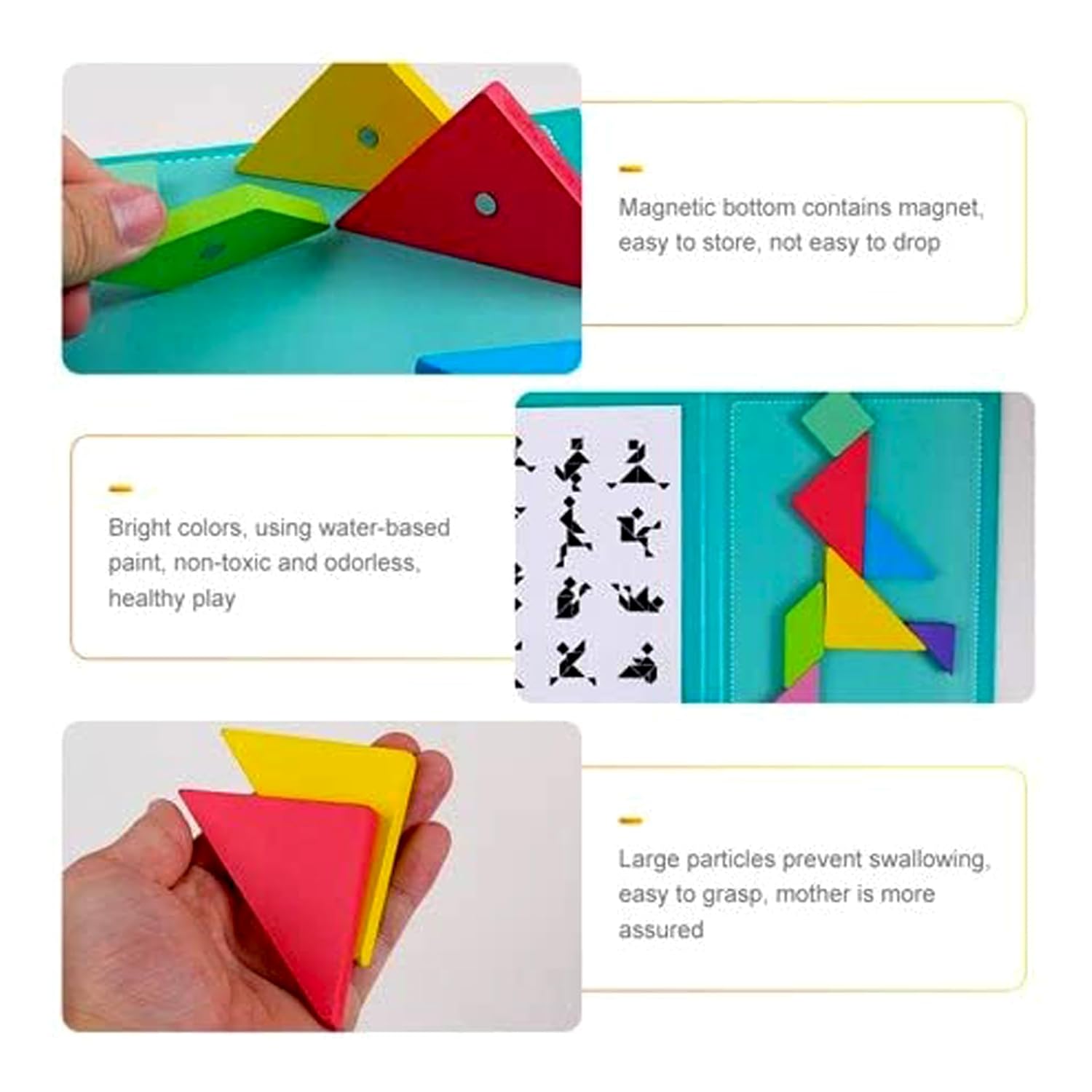 Wooden Tangram -  Travel Brain Booster magnetic puzzle game