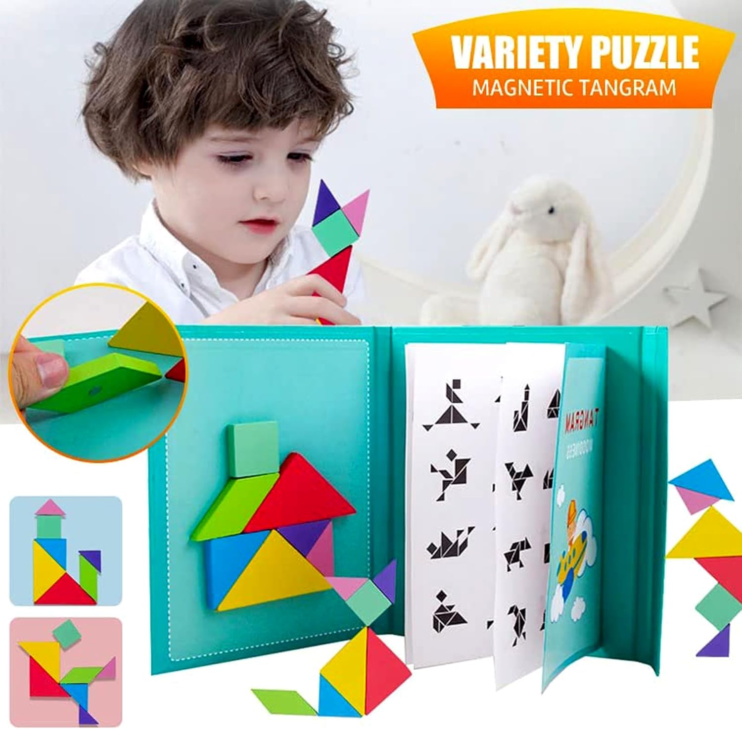 Wooden Tangram -  Travel Brain Booster magnetic puzzle game