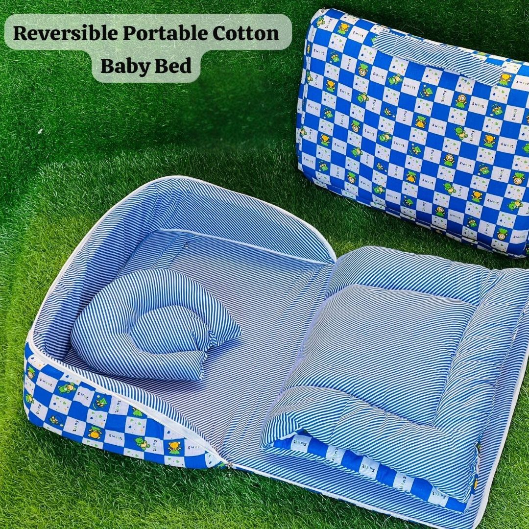 Reversible portable cotton baby bed